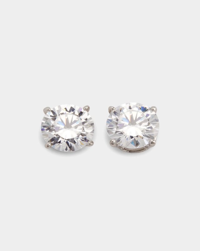 14K White Gold Brilliant-Cut Earrings